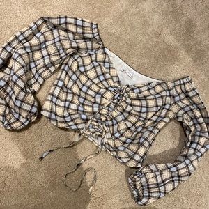Zara Cropped Check Blouse